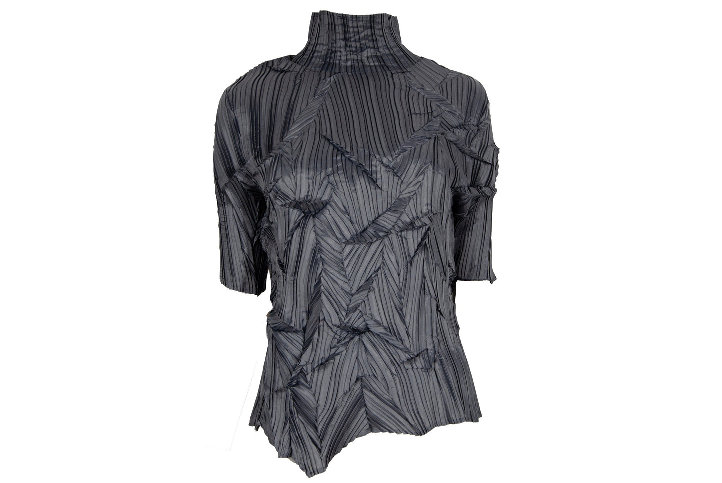 90s Ritsuko Shirahama abstract pleats top / Vintage Japanese designer permanent pleats grey top / Made in Japan