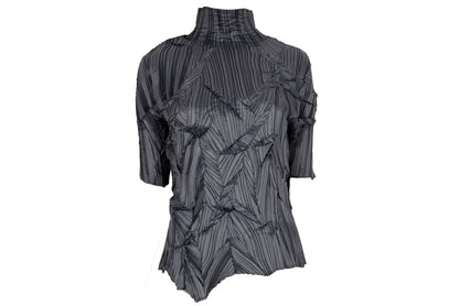 90s Ritsuko Shirahama abstract pleats top / Vintage Japanese designer permanent pleats grey top / Made in Japan