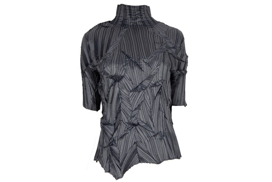 90s Ritsuko Shirahama abstract pleats top / Vintage Japanese designer permanent pleats grey top / Made in Japan