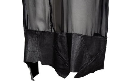 Vintage Jean Colonna sheer black mesh leather patchwork hem dress