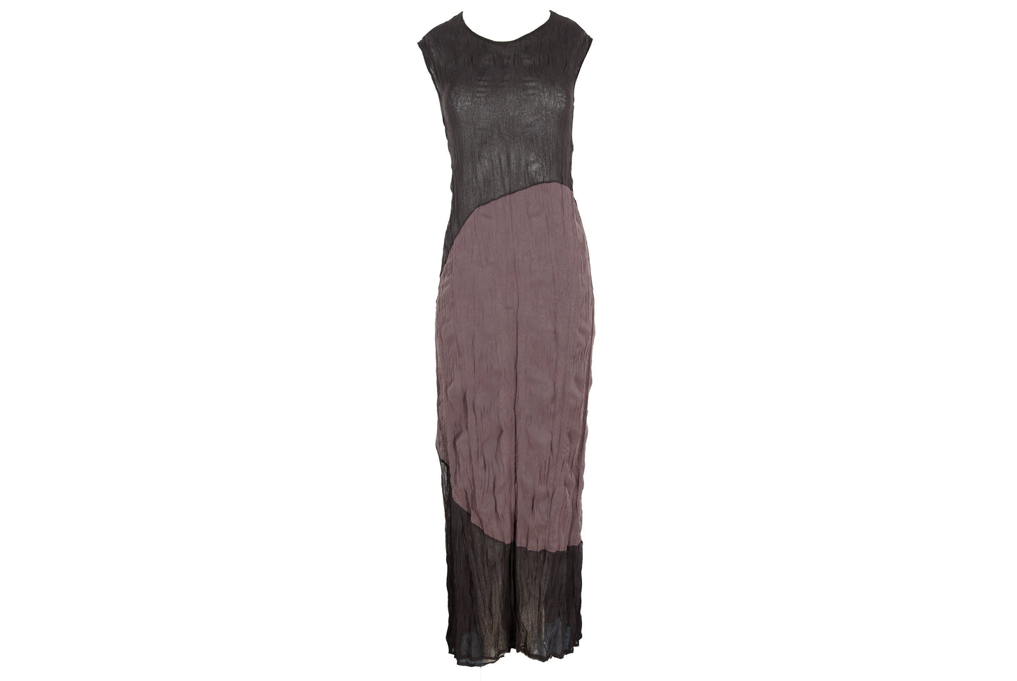 Vintage PierAntonioGaspari sleeveless sheer maxi dress / Avant garde crinkled geometrical pattern maxi dress / Made in Italy