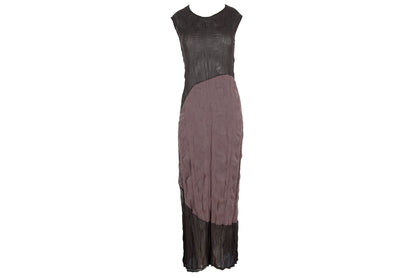Vintage PierAntonioGaspari sleeveless sheer maxi dress / Avant garde crinkled geometrical pattern maxi dress / Made in Italy