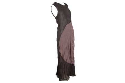 Vintage PierAntonioGaspari sleeveless sheer maxi dress / Avant garde crinkled geometrical pattern maxi dress / Made in Italy