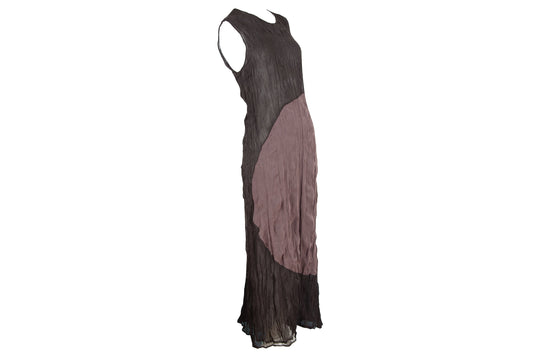 Vintage PierAntonioGaspari sleeveless sheer maxi dress / Avant garde crinkled geometrical pattern maxi dress / Made in Italy