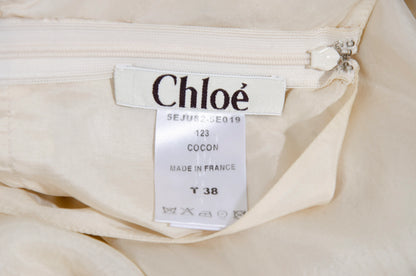 Vintage Chloé 100% silk voluminous ruffle skirt / Early 2000s Chloé pure silk cream skirt / Made in France