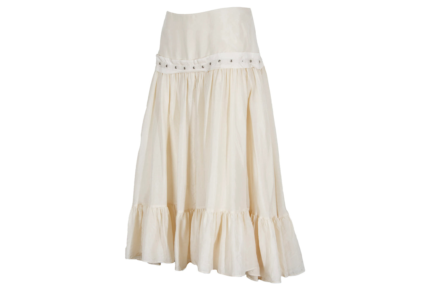 Vintage Chloé 100% silk voluminous ruffle skirt / Early 2000s Chloé pure silk cream skirt / Made in France