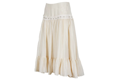 Vintage Chloé 100% silk voluminous ruffle skirt / Early 2000s Chloé pure silk cream skirt / Made in France