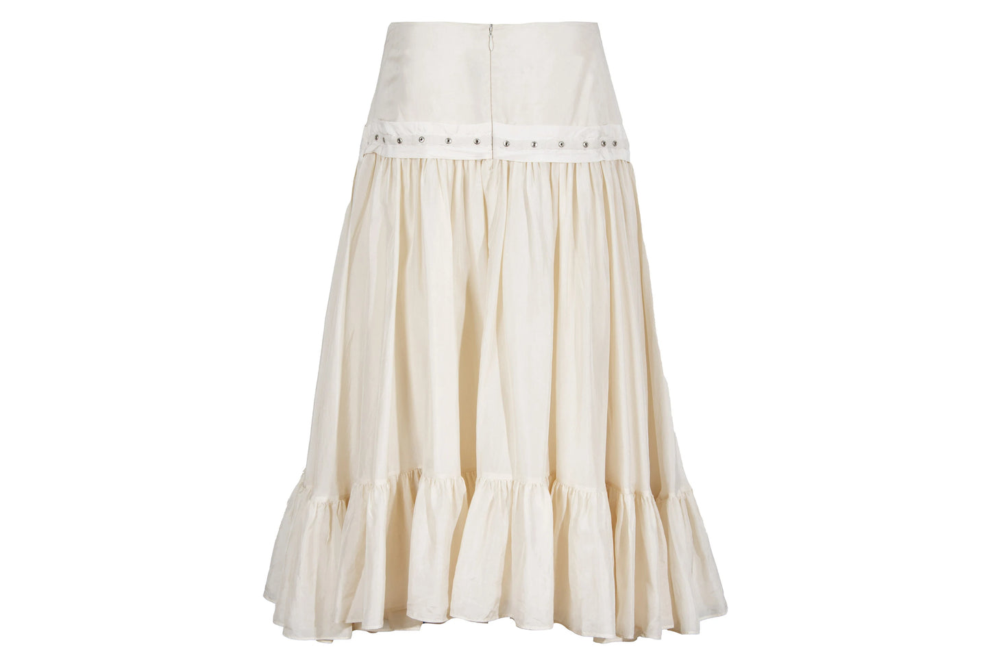 Vintage Chloé 100% silk voluminous ruffle skirt / Early 2000s Chloé pure silk cream skirt / Made in France