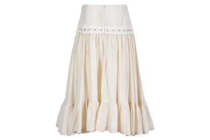 Vintage Chloé 100% silk voluminous ruffle skirt / Early 2000s Chloé pure silk cream skirt / Made in France