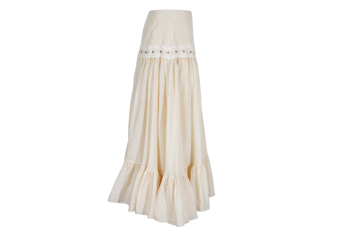Vintage Chloé 100% silk voluminous ruffle skirt / Early 2000s Chloé pure silk cream skirt / Made in France