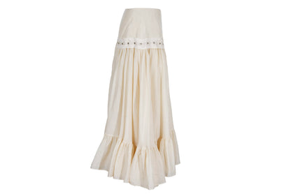 Vintage Chloé 100% silk voluminous ruffle skirt / Early 2000s Chloé pure silk cream skirt / Made in France