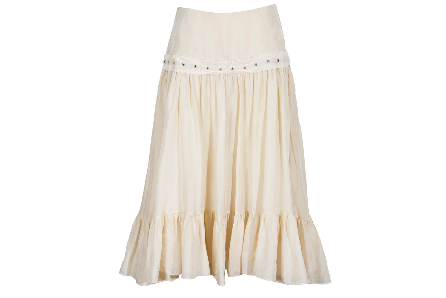 Vintage Chloé 100% silk voluminous ruffle skirt / Early 2000s Chloé pure silk cream skirt / Made in France
