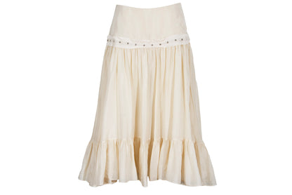 Vintage Chloé 100% silk voluminous ruffle skirt / Early 2000s Chloé pure silk cream skirt / Made in France