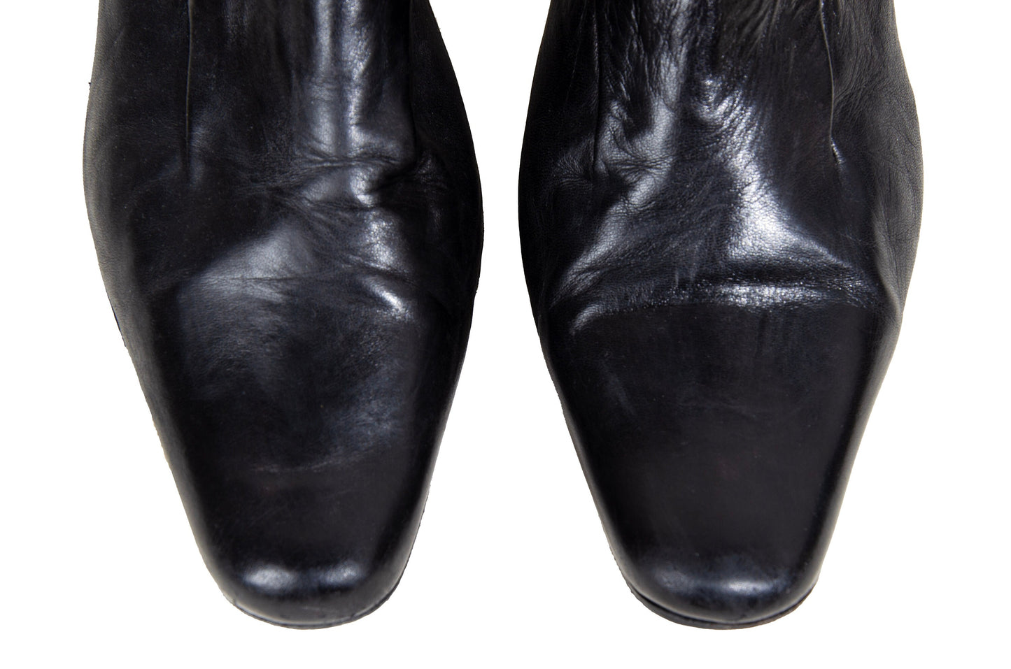 90s Dries Van Noten black leather Louis XV kitten heels mules / EU 40
