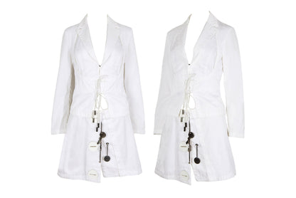 Rare S/S 2004 Dirk Bikkembergs jacket + mini skirt two piece set / New old stock with original tag / Made in Italy