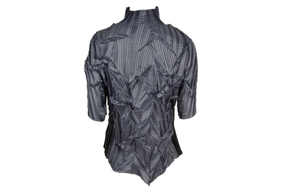 90s Ritsuko Shirahama abstract pleats top / Vintage Japanese designer permanent pleats grey top / Made in Japan