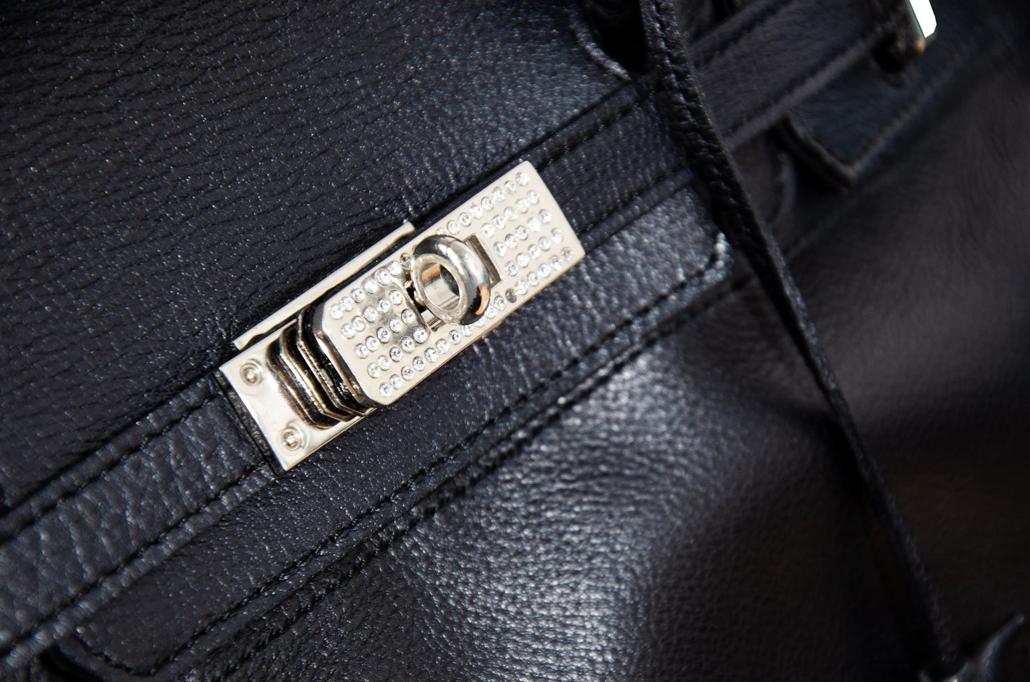 Vintage Japanese brand black leather turnlock east west "Firkin" bag / Black pebbled leather baguette bag / Made in Japan