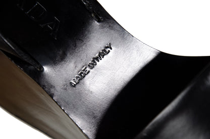 1999 Prada black leather platform sandals / Made in Italy