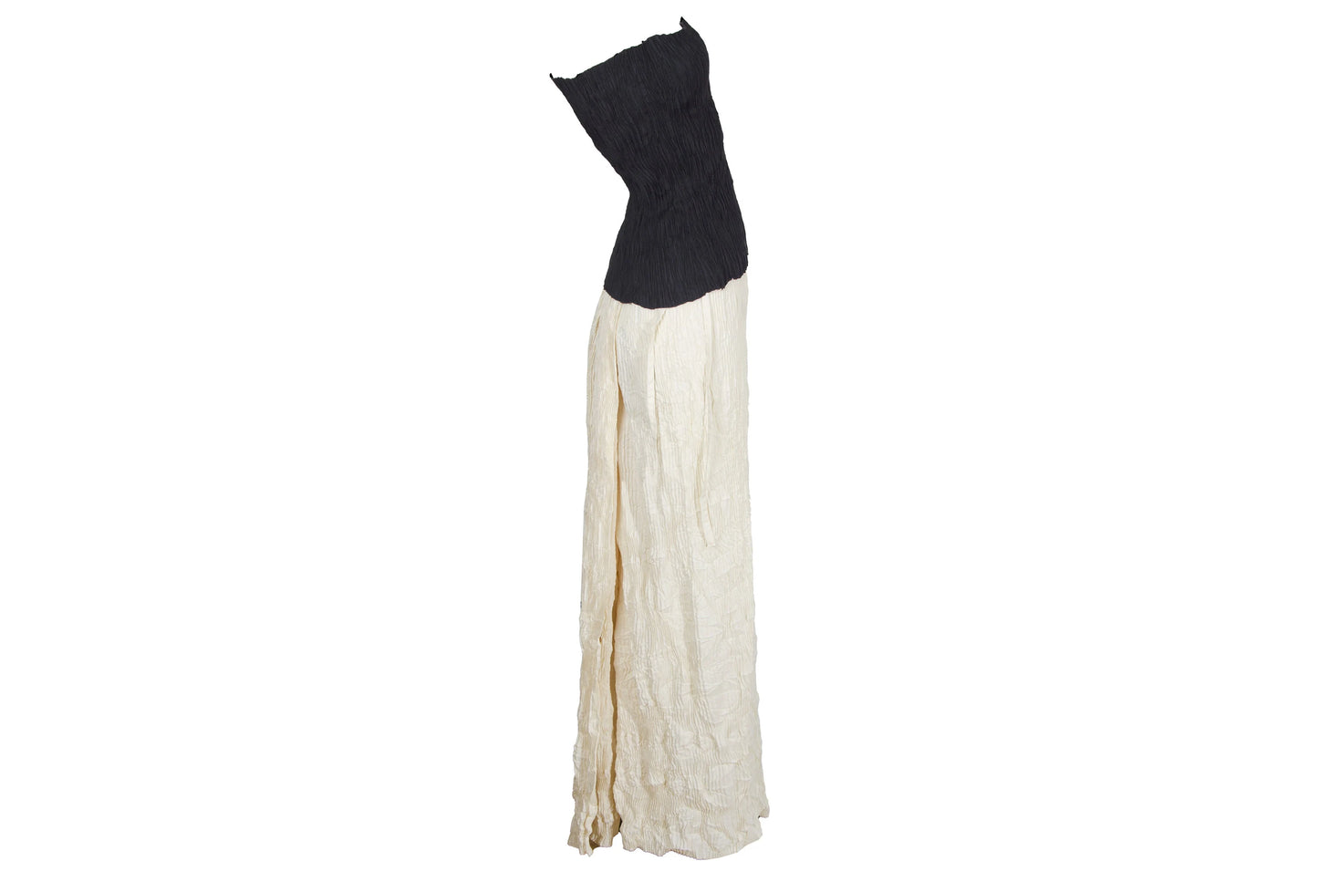 Vintage French designer two piece set / Permanent pleats tube top and maxi skirt two piece set / Made in France