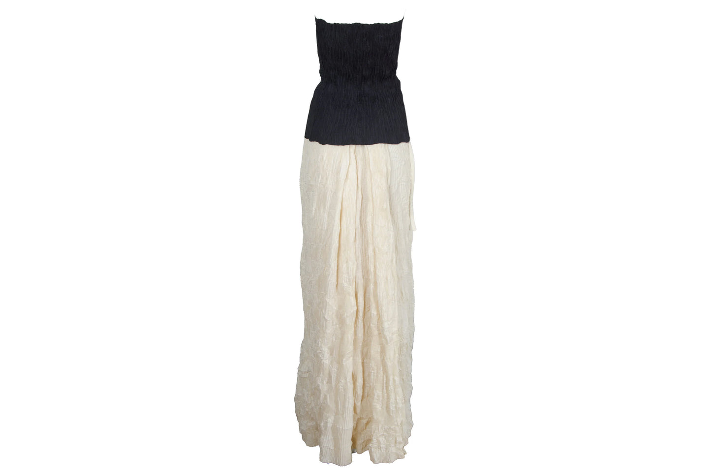 Vintage French designer two piece set / Permanent pleats tube top and maxi skirt two piece set / Made in France