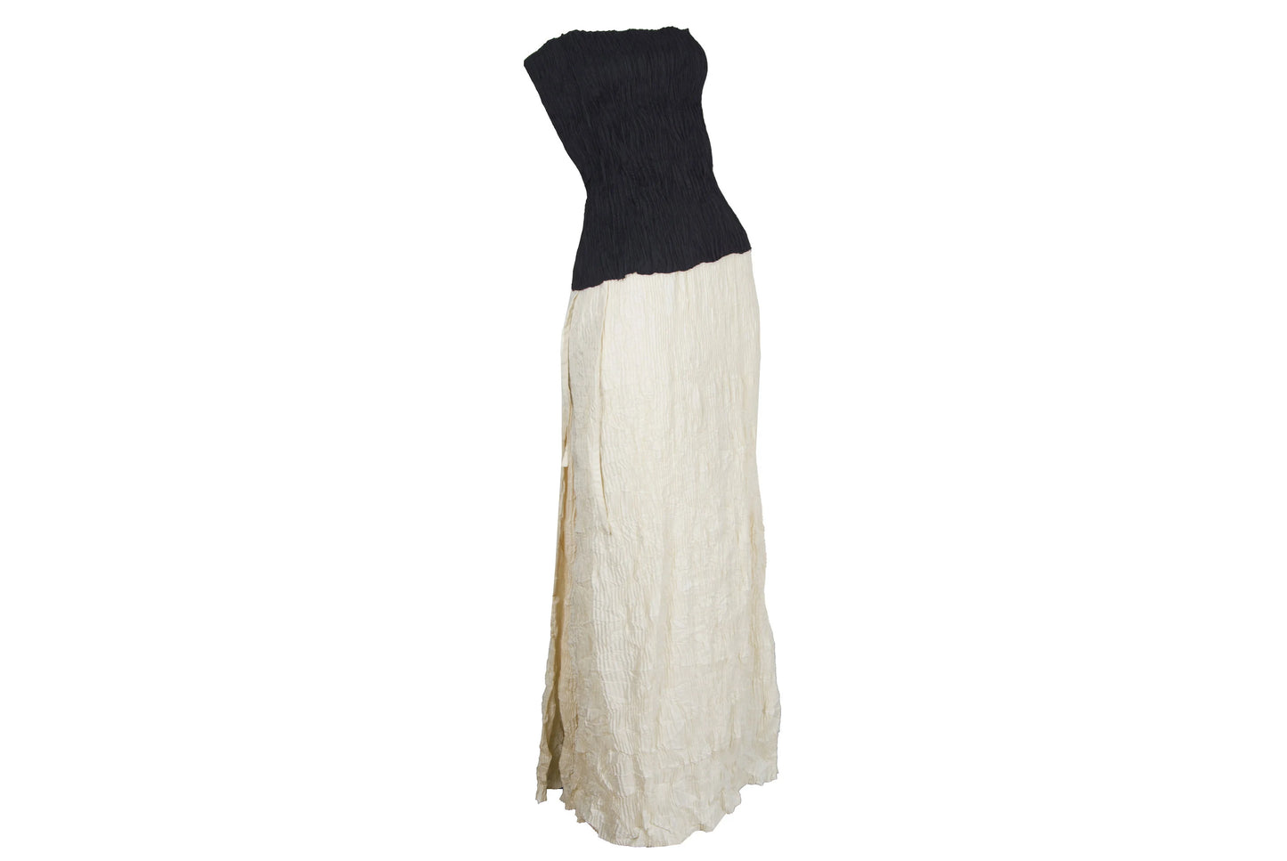 Vintage French designer two piece set / Permanent pleats tube top and maxi skirt two piece set / Made in France