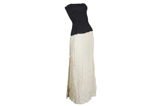 Vintage French designer two piece set / Permanent pleats tube top and maxi skirt two piece set / Made in France