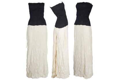 Vintage French designer two piece set / Permanent pleats tube top and maxi skirt two piece set / Made in France