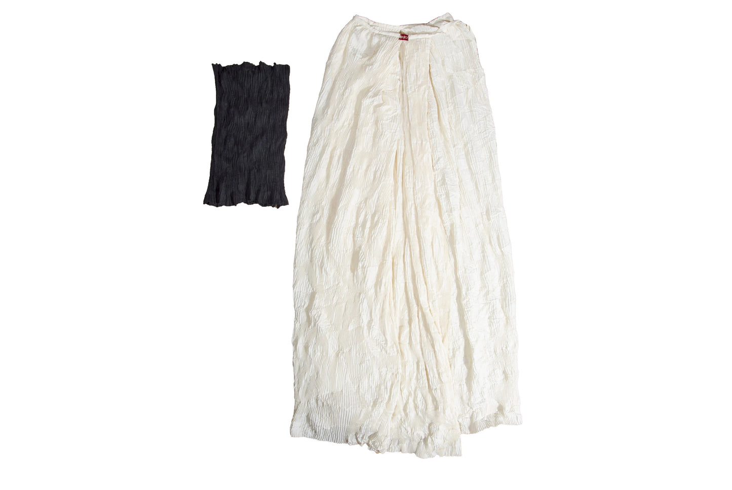 Vintage French designer two piece set / Permanent pleats tube top and maxi skirt two piece set / Made in France