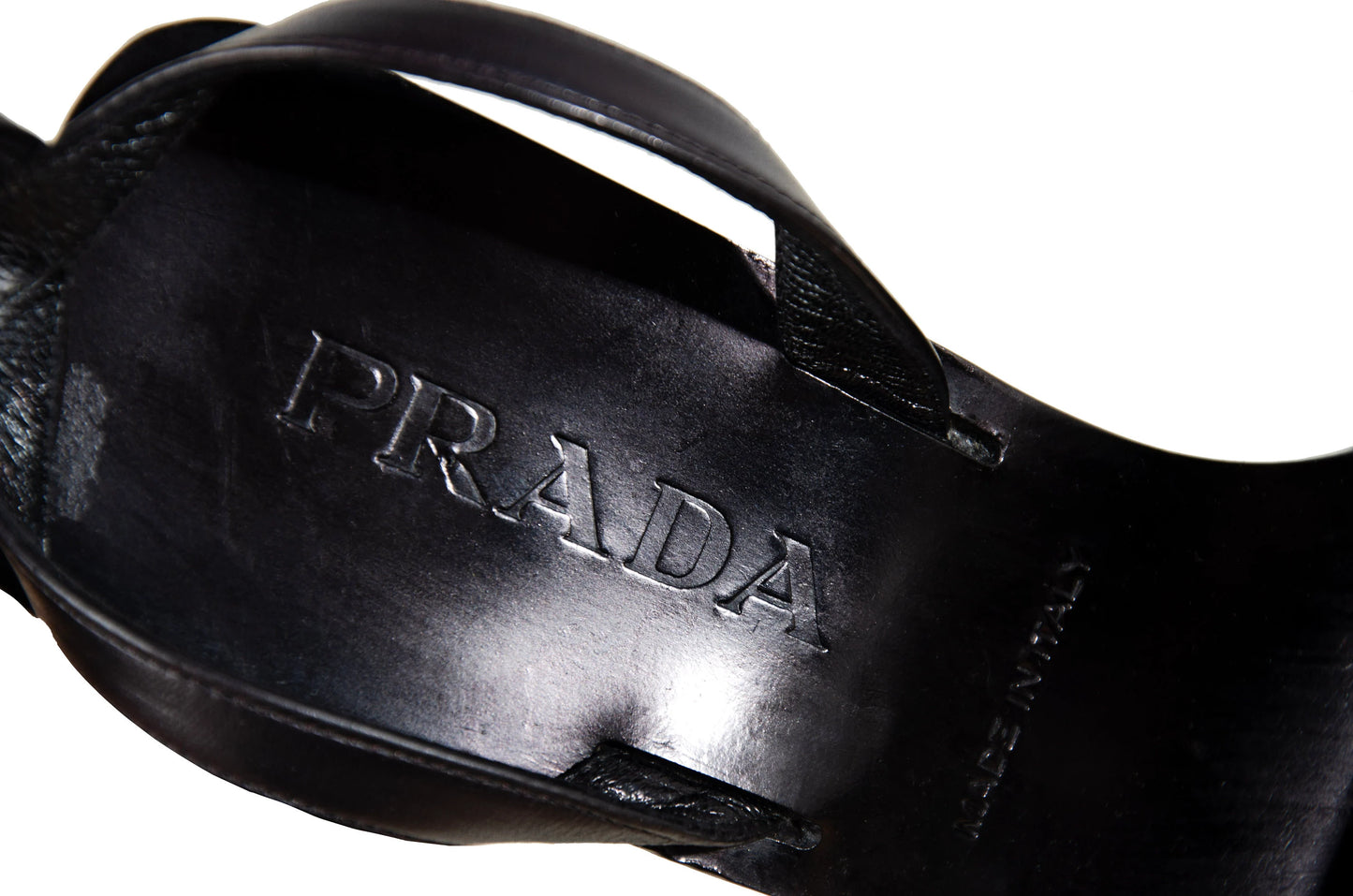 1999 Prada black leather platform sandals / Made in Italy