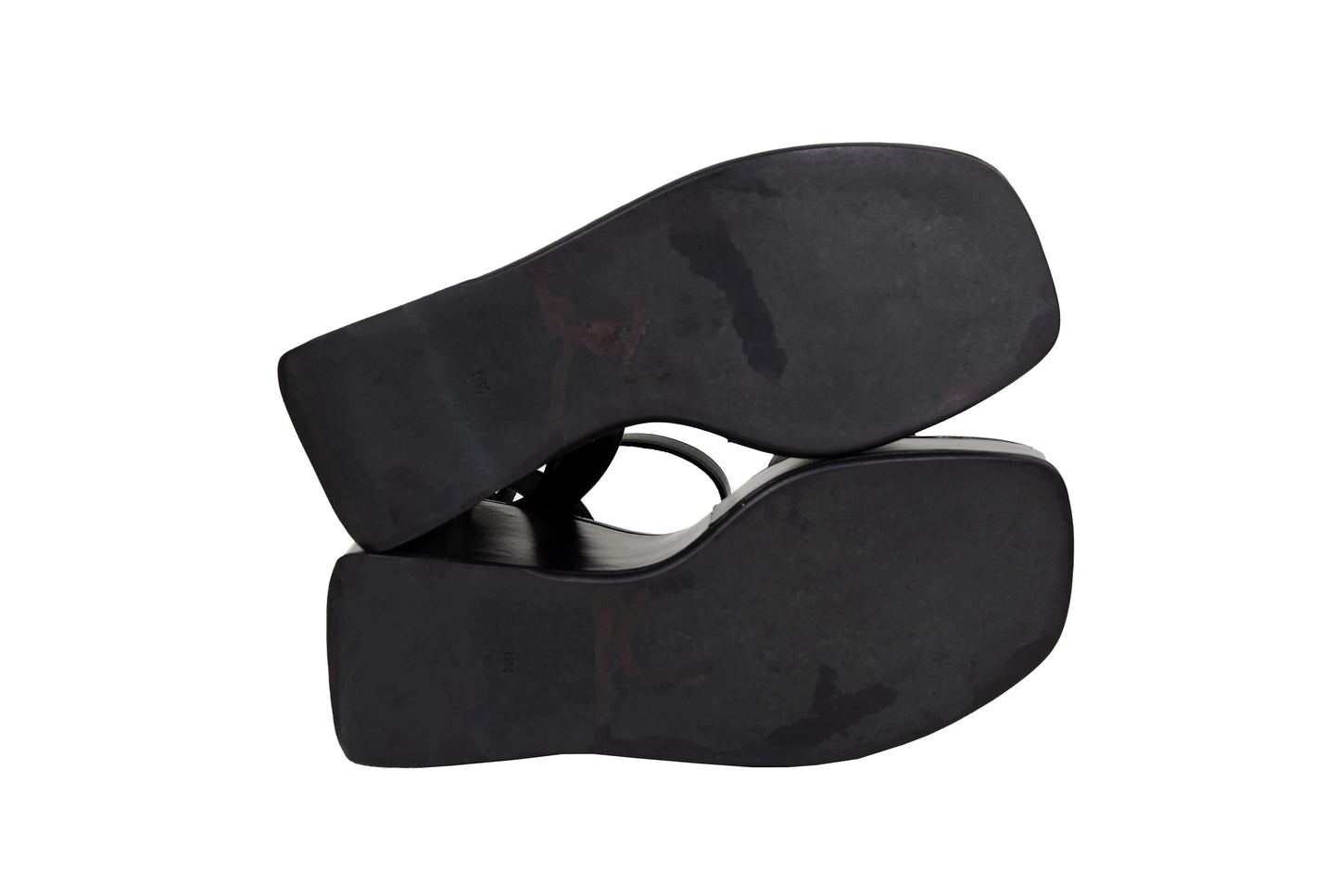 1999 Prada black leather platform sandals / Made in Italy