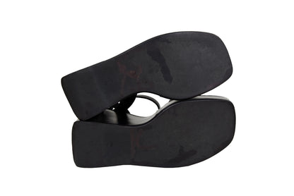 1999 Prada black leather platform sandals / Made in Italy