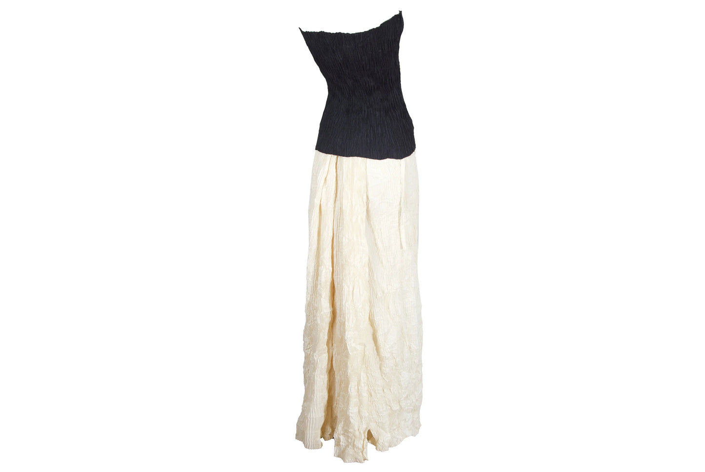 Vintage French designer two piece set / Permanent pleats tube top and maxi skirt two piece set / Made in France
