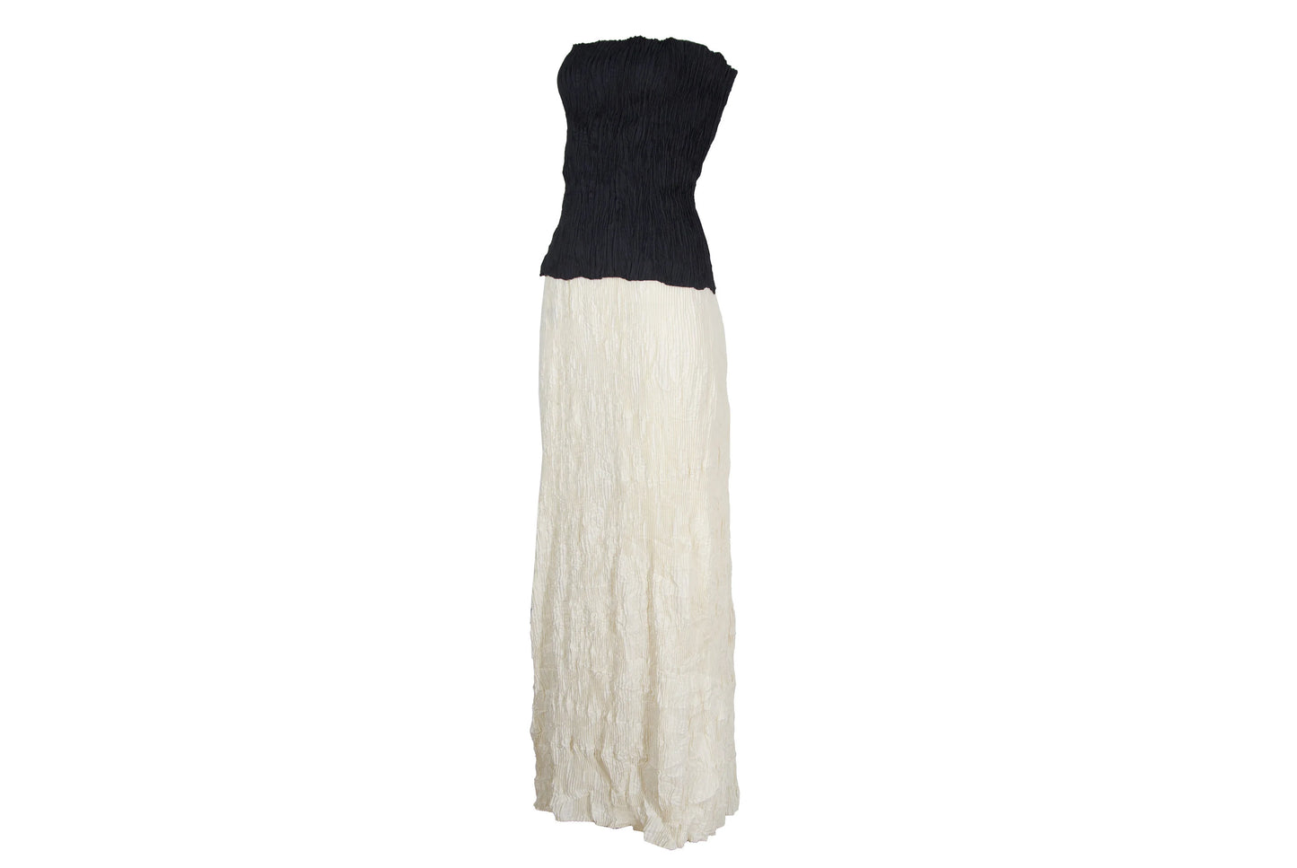 Vintage French designer two piece set / Permanent pleats tube top and maxi skirt two piece set / Made in France