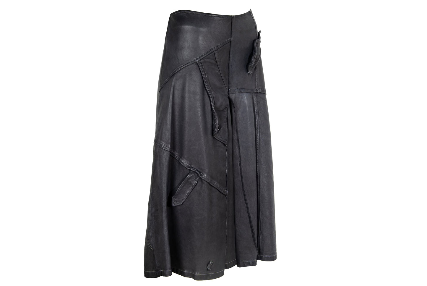 Vintage Collection Privée? avant garde leather midi skirt / Made in Italy
