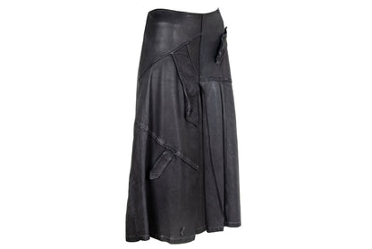Vintage Collection Privée? avant garde leather midi skirt / Made in Italy