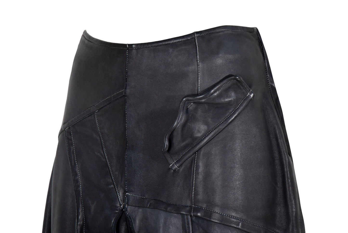 Vintage Collection Privée? avant garde leather midi skirt / Made in Italy