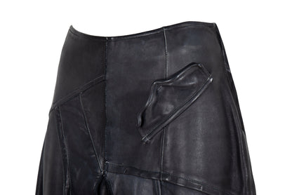 Vintage Collection Privée? avant garde leather midi skirt / Made in Italy