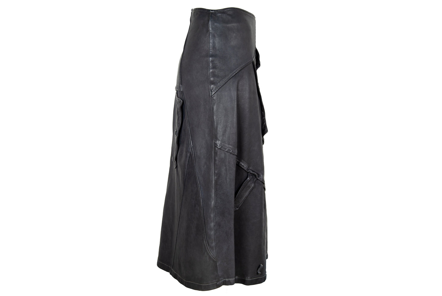 Vintage Collection Privée? avant garde leather midi skirt / Made in Italy