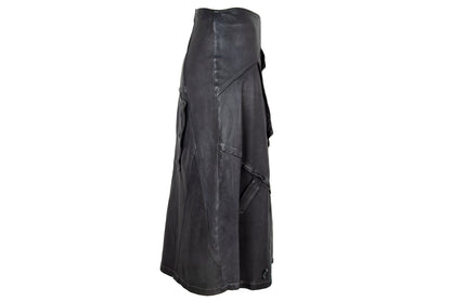 Vintage Collection Privée? avant garde leather midi skirt / Made in Italy
