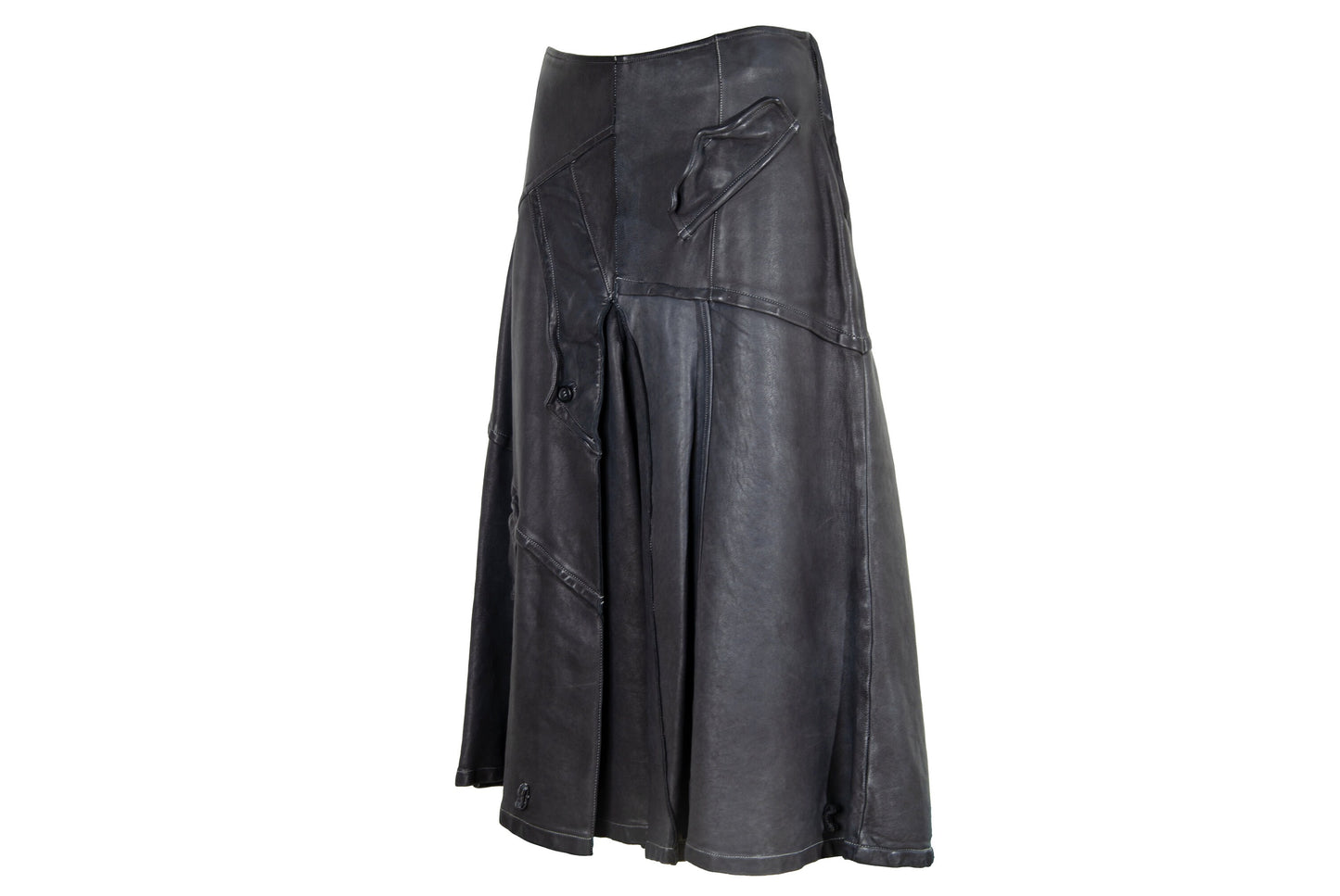 Vintage Collection Privée? avant garde leather midi skirt / Made in Italy