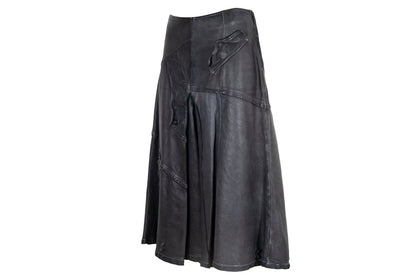 Vintage Collection Privée? avant garde leather midi skirt / Made in Italy
