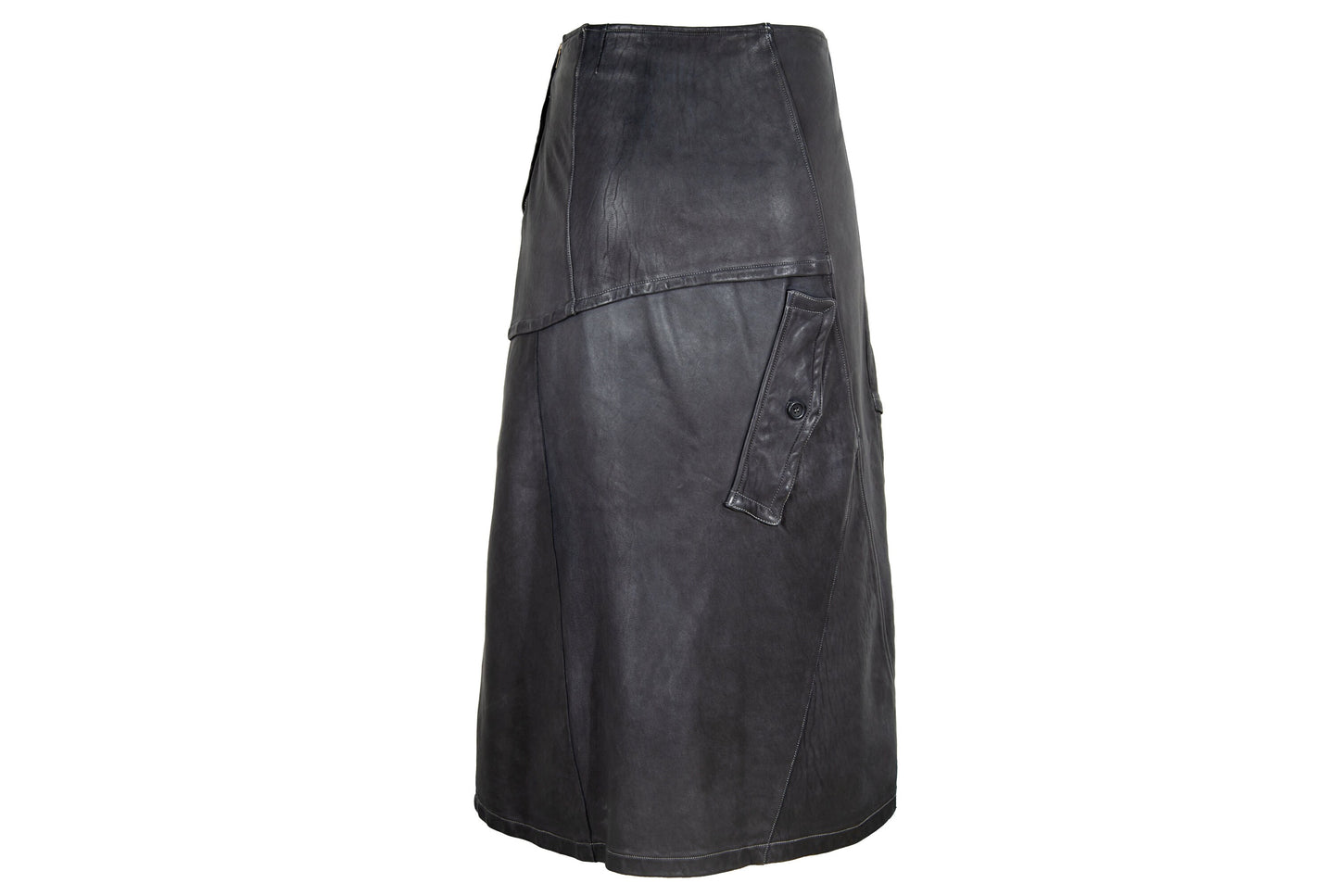Vintage Collection Privée? avant garde leather midi skirt / Made in Italy