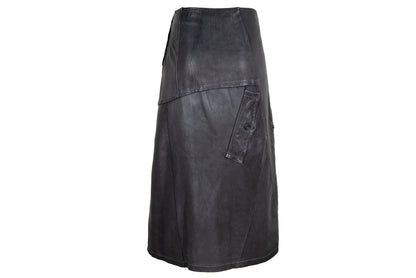 Vintage Collection Privée? avant garde leather midi skirt / Made in Italy