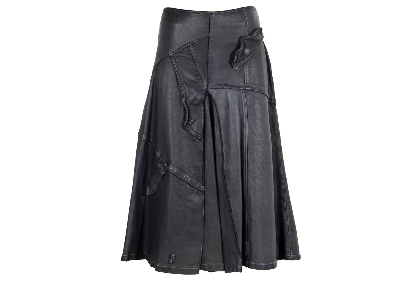 Vintage Collection Privée? avant garde leather midi skirt / Made in Italy