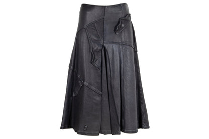 Vintage Collection Privée? avant garde leather midi skirt / Made in Italy