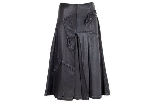 Vintage Collection Privée? avant garde leather midi skirt / Made in Italy