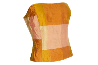 Vintage Nicole Cadine 100% silk patchwork bustier top
