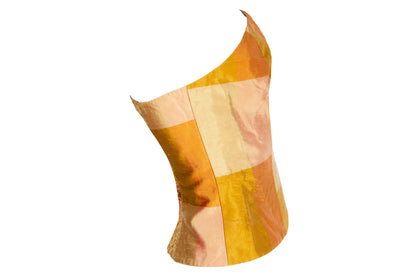 Vintage Nicole Cadine 100% silk patchwork bustier top