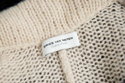 Vintage Dries Van Noten alpaca wool fuzzy chunky knit oversized cardigan / Made in Belgium