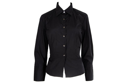 Vintage Dries Van Noten black sheer mesh back button up shirt